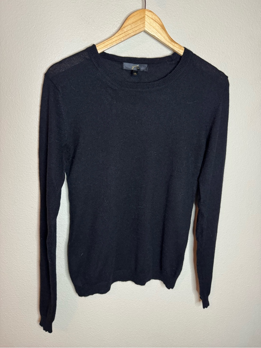 Great Northwest Luxe Black Cashmere Merino Wool Crewneck Sweater Size Small